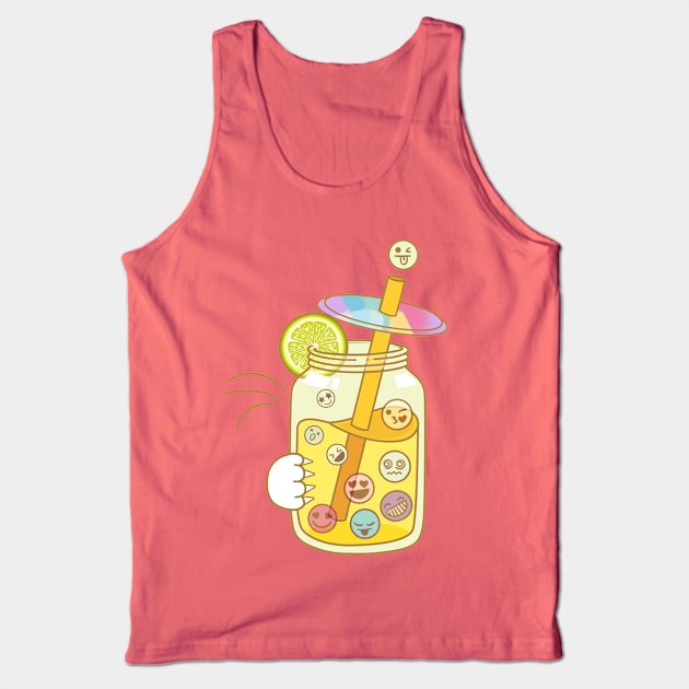 Funny Cat Stealing Emoji Drink Tank Top by LinoLuno